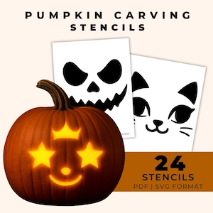 Pompoensnijwerk stencilbundel, afdrukbare Halloween Tracer-overzicht voor herfstdecoratie DIY Jack o Lantern-patroon herfst Craft Decor-project