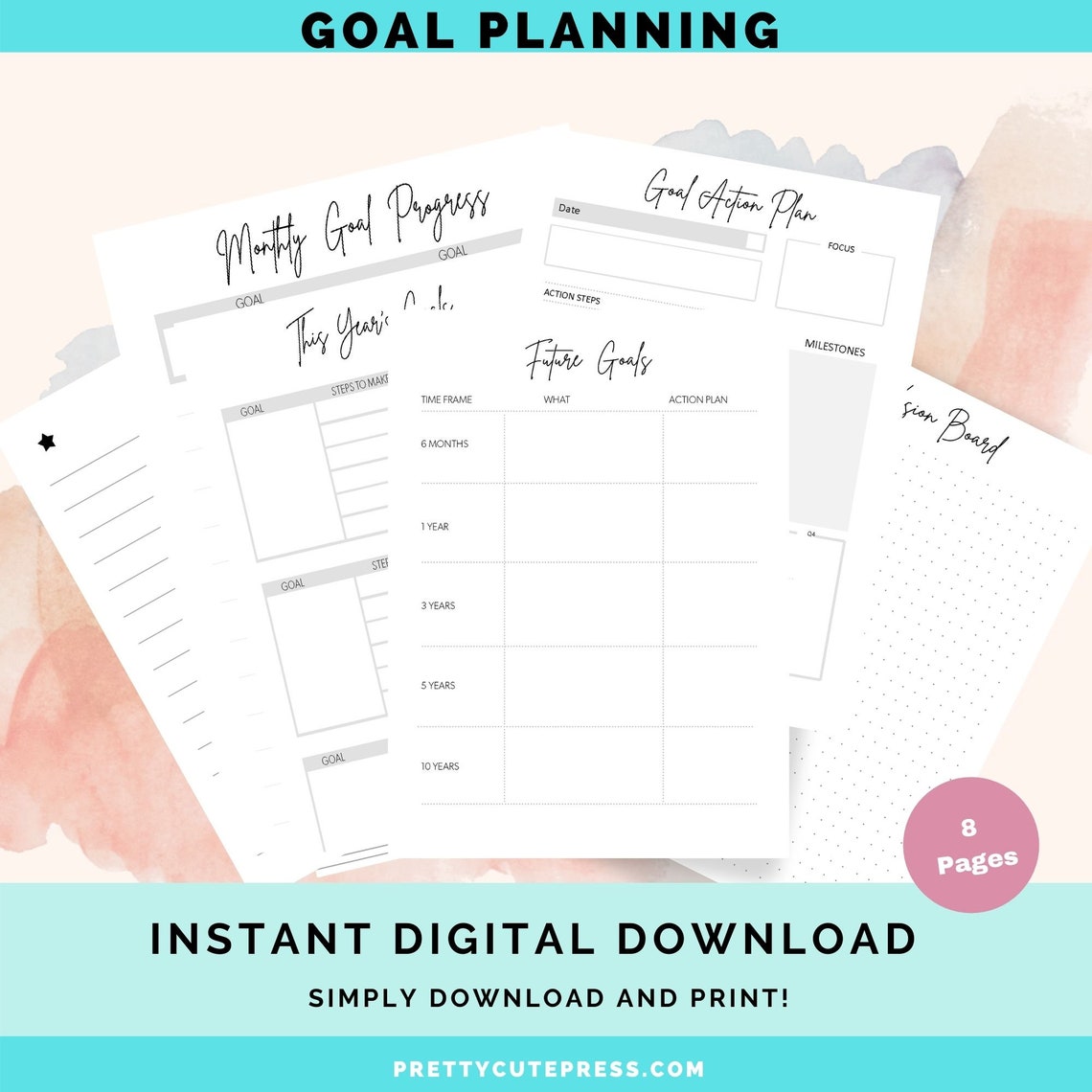 Goal Planner Printable 2023 Goal Planning Sheets Undated - Etsy