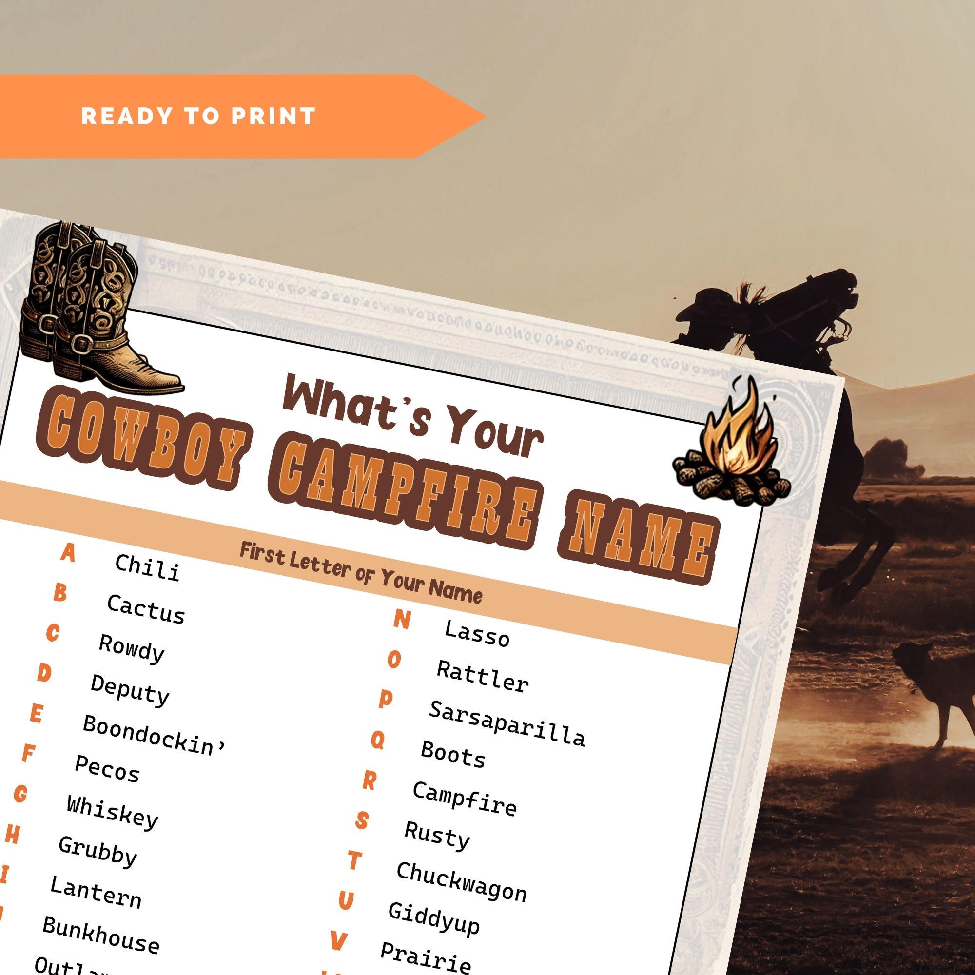 What's Your Cowboy Name Game With Name Tags – Western Rodeo Party ...