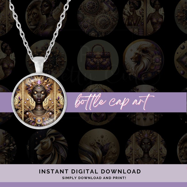 Bottle Cap Art Enchanted Queen | Instant Download | Jewelry Making Printable | Resin Pendant Images | Digital Collage Sheet | 1" Round