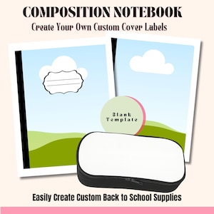 Composition Notebook Cover Canva Editable Blank Template for Back to ...
