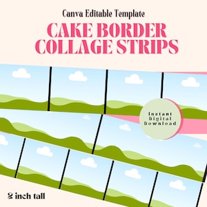 Fotokollageremsor Anpassningsbar bildtårtkant Canva-mall Lägg till ditt foto för att skapa personliga söta bakverk för fest