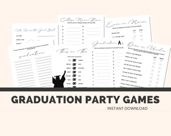 Graduation Party Games Bundle - Family Friendly Fun Activity Ideas - Who Knows the Grad Best - High School Grad Celebration - This or That