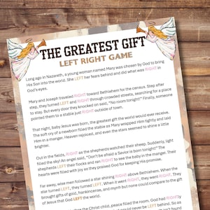 Left Right Nativity Themed Game for Holiday Parties, Women&#39;s Church Group Gatherings & | Christmas Pass the Gift Group Event Game