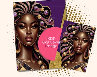 Modèle de couverture KDP Couverture de journal 6 x 9 pour les auto-éditeurs, les artisans et les créatifs | Utilisation commerciale autorisée | Art IA de papeterie fille noire