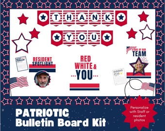Kit per bacheca patriottica, decorazioni murali per ringraziare il personale e i residenti di case di riposo, residenze assistite o centri per anziani.