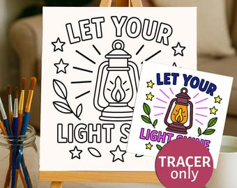 Paint Party Tracer DIY Christliche Kunstmalerei Printables, Inspirierende VBS Vorgezeichnete Leinwand, Sommer Sip & Paint Handwerksaktivität