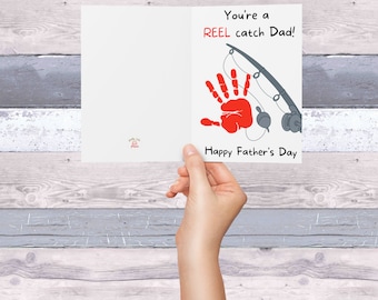 Printable Dad Greeting Card, DIY Kids Hand Print Father's Day Gift Ideas  Colorful and Ink Saving Design Instant Digital Download Design