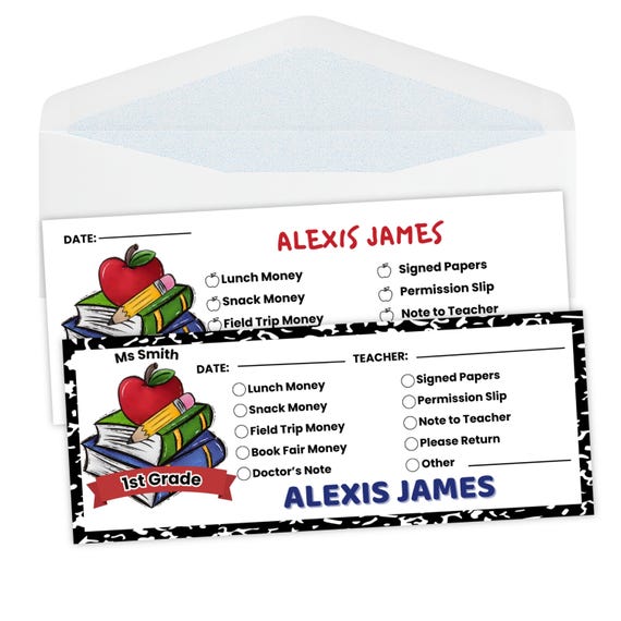 Personalizable School Envelope Canva Editable Design Template | Parent Teacher Communication | Send Lunch Money | BTS Student Organization
