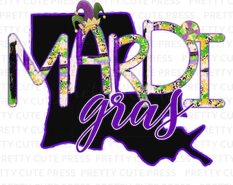 Mardi Gras Sublimation PNG - Louisiana Inspired, Commercial Use - DFY Design for T-Shirts, Towels, Travel Bags, and More