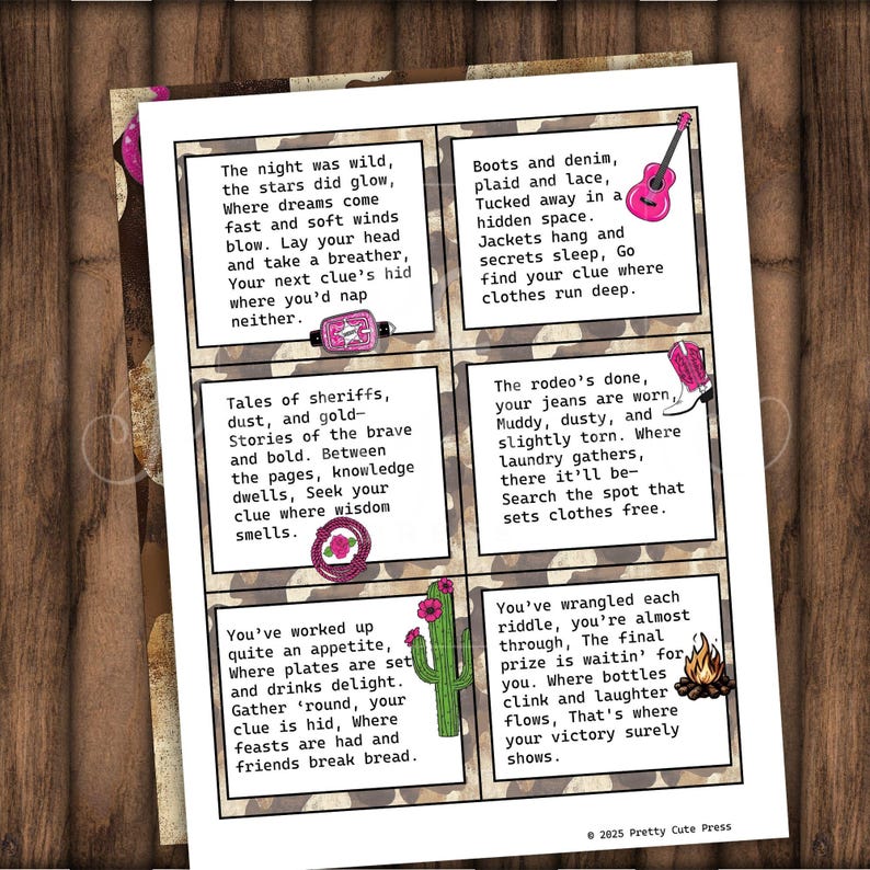 Rodeo Riddles Cowgirl Scavenger Hunt Western Rodeo Themed Around the House Treasure ...