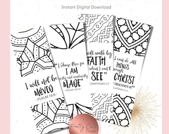 Bible Verse Bookmark,  Scripture Bookmarks, Printable Verse Print, Book Lover, Coloring, Inspirational Marker