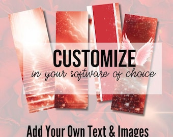 Red Funeral Memorial Background PNG for Custom Printable Celebration of Life Sympathy Bookmark Keepsake Favors - Commercial Use