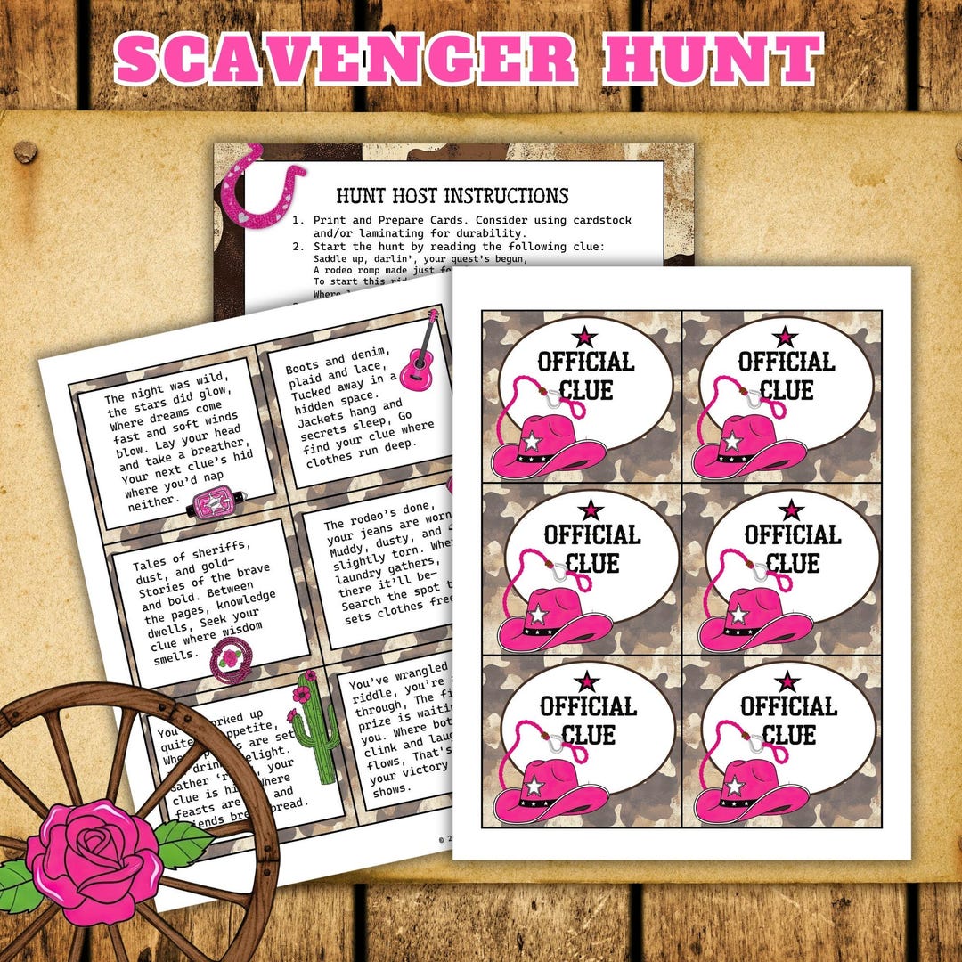 Rodeo Riddles Cowgirl Scavenger Hunt Western Rodeo Themed Around the House Treasure ...