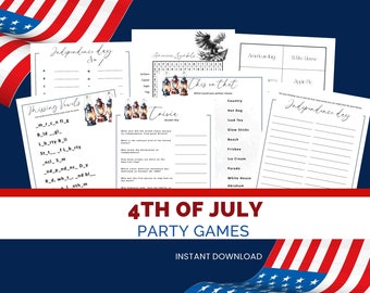 Fourth of July Printable Games Bundle - Independence Day Family Friendly Fun Party Patriotic Activity Ideas - Print at Home USA Themed Games