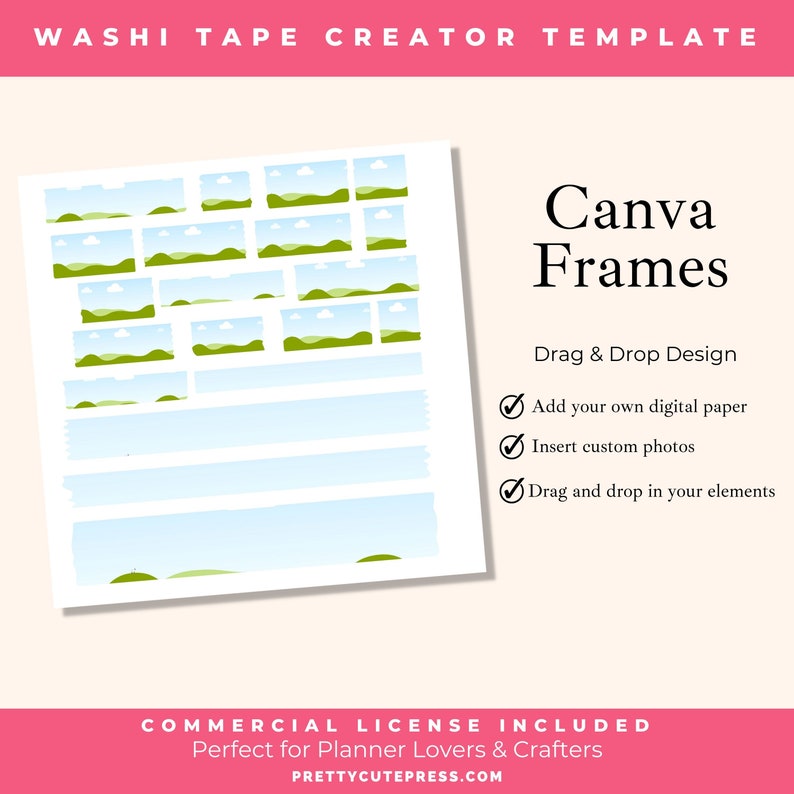 Washi Tape Canva Frame Template, Create Your Own Digital Washi Strips