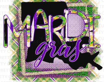 Louisiana Mardi Gras PNG -  Commercial Use DFY Design for T-Shirts, Towels, Tote Bags, and Other Small Business Craft Projects