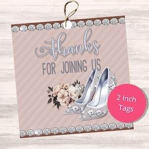 Danke für Ihren Besuch bei uns druckbare Geschenkanhänger, quadratische 5 cm Gastgeschenke, elegantes Etikett für Hochzeiten, Duschen, Geburtstage