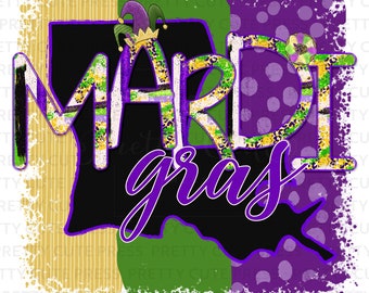 Mardi Gras Sublimation PNG - Louisiana Inspired, Commercial Use - DFY Design for T-Shirts, Towels, Travel Bags, and More