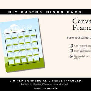 Bingo Kartenvorlage, DIY Benutzerdefinierter Bingo Canva Rahmen, Druckbares Spielbrett für Parties, Urlaube und andere besondere Anlässe