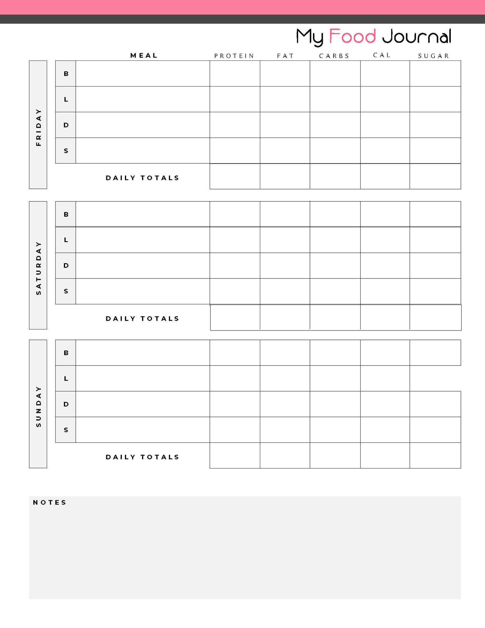 My food journal daily food log printable macro tracker etsy