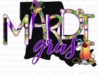 Mardi Gras Louisiana PNG Set - High-Quality, Commercial-Use Designs for Sublimation T-Shirts, Towels, Totes, Keychains, Coasters and More