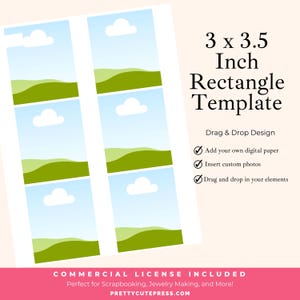 3x3.5 Inch Rectangle Frame Canva Template | Drag & Drop Printable Card Template for Tags, Scrapbooking, Junk Journals, Crafts