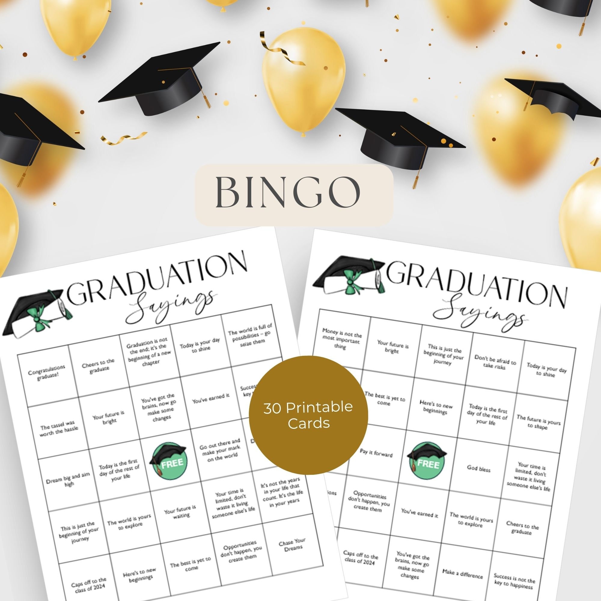 Graduation Bingo Card, Popular Sayings Bingo Game Template, Printable ...