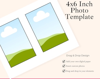4x6 Rectangle Template, Custom Canva Frame, Blank Drag & Drop Your Photo, DIY Scrapbooking and Junk Journal Supplies for Crafters