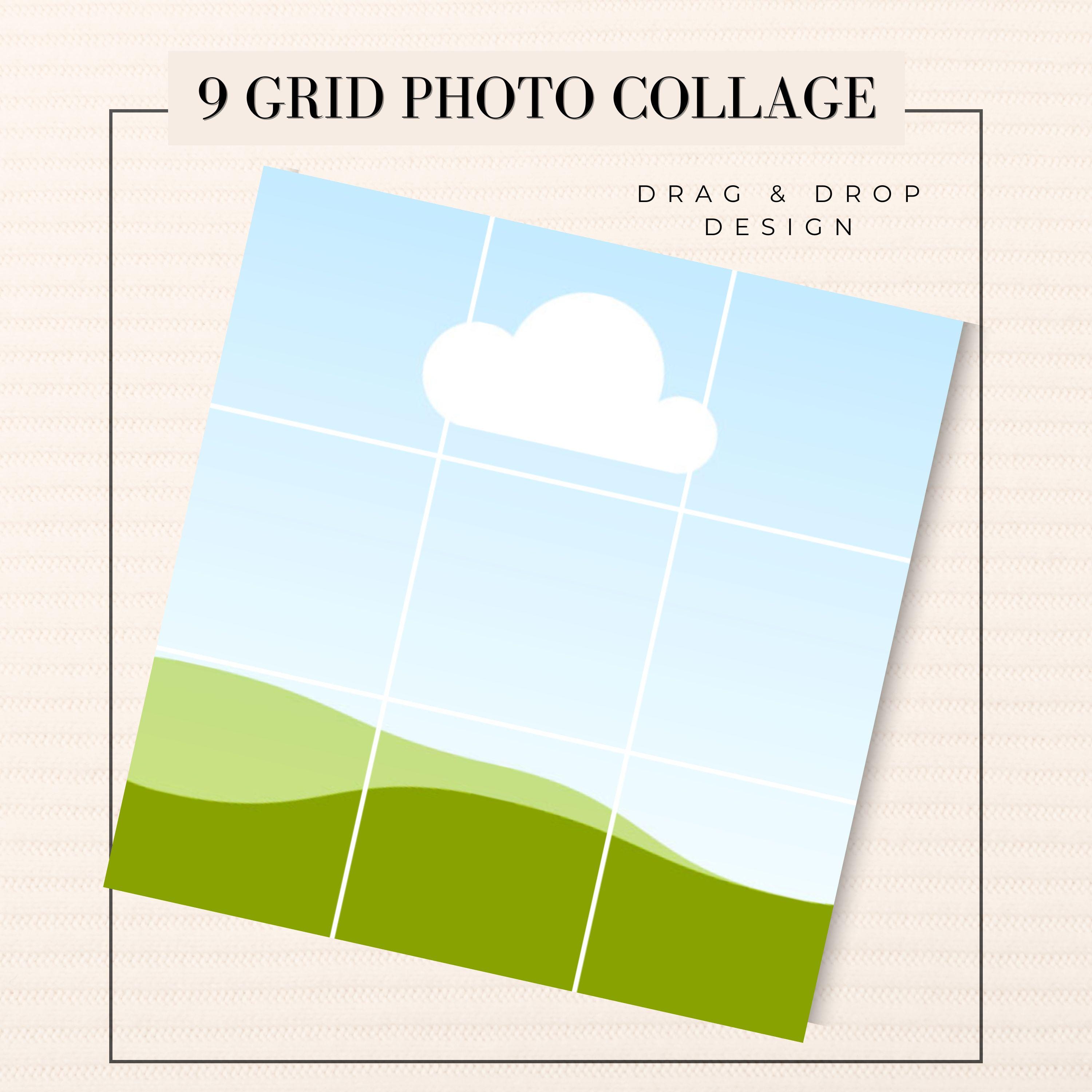 9 Square Collage Canva Frame Template Drag and Drop Your Own Photos ...