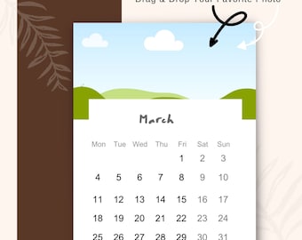 2024 Editable Calendar Template with Custom Canva Frame Template to Drag and Drop Your Favorite Photos or AI Images -DIY Planner Dashboard