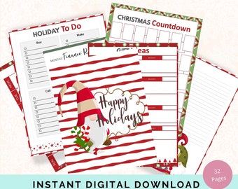 Christmas Planner | Xmas Printables | Holiday Planning Organizer| Shopping List Tracker | Menu Planner