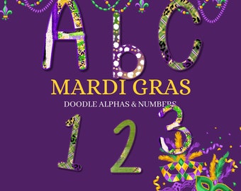 Mardi Gras Doodle Letter Designs: Ultimate Crafters' 4 Set Bundle for T-Shirts, Mugs & More Sublimation and Crafting Projects Commercial Use