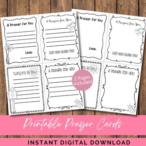 May include: Printable prayer cards with a floral and ladybug design. The cards have lines for writing prayers and the text "A Prayer for You" and "May God Bless You".