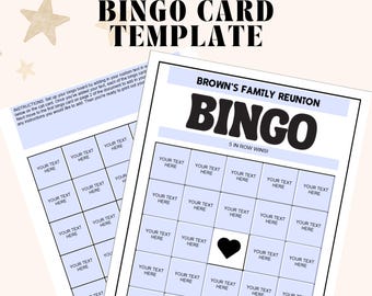 Blank Bingo Card Fillable Template for Creating DIY Custom Printable Game Cards for Parties, Holidays, Reunions, and Other Special Occasions