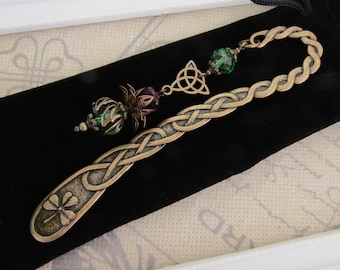 Scottish Thistle Bookmark Celtic Bronze clover