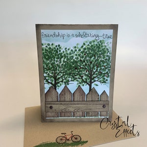 Dégustez ! Cartes | Carte faite main | Carte timbrée| arbre de Noël | Arbre de protection | Carte de clôture | Amitié | Carte 4,25 X 5,5