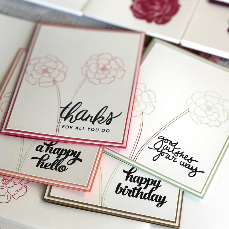 DIY Card Kit Handmade Card Kit stamped Card Kit Floral Etsy
