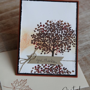 Échantillonnez-vous ! Cartes | Carte faite à la main | Carte estampillée| Carte d'arbre | Arbre abritant | Carte de feuilles d’automne | Remerciez | Carte 4,25 X 5,5