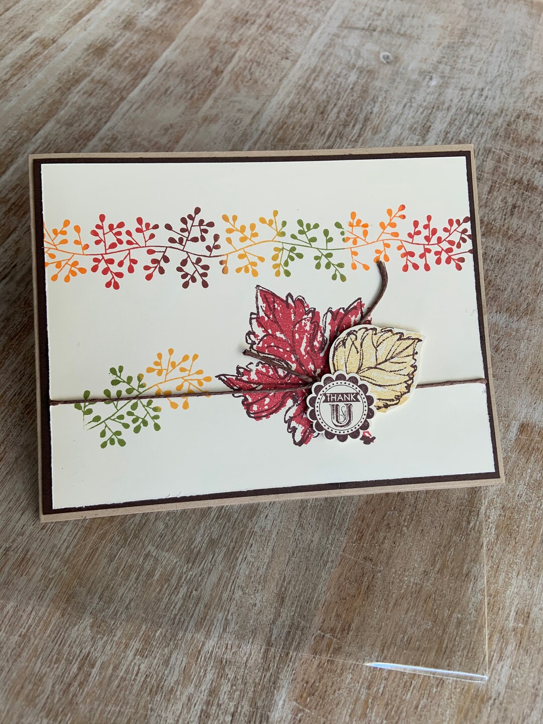 Handmade Fall Thank You Card, Vintage Leaves Design - Etsy