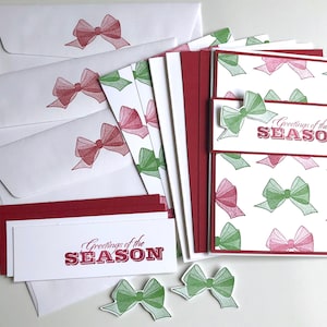 DIY Card Kit | Handmade Card Kit -3 |Stamped Card Kit | Christmas Card Kit | Holiday |Christmas Bows | Stampin Up Cards | 4.25 X 5.5 Cards