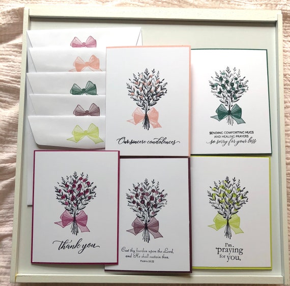 DIY Card Kit Handmade Card Kit Stamped Card Kit Floral Etsy