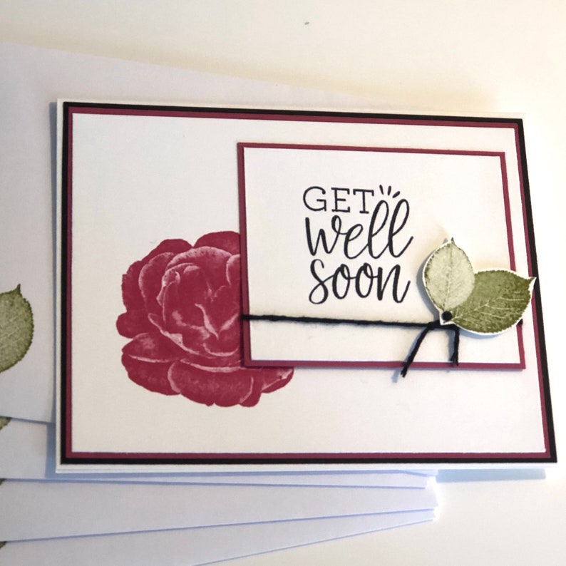 DIY Floral Rose Card Kit | Stampin up Healing Hugs, Get Well (4 Cards ...