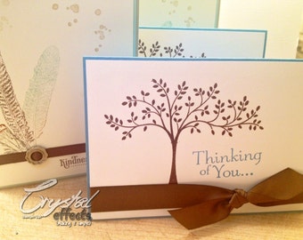 Stampin Up! PreMade Handmade Card Kit using Fine Feathers and Thoughts & Prayers | 4 Cards Total | Thinking of You | Kindness Matters