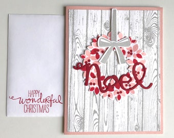 Handmade Card | Christmas Card | Holiday | Wondrous Wreath | Holly Wreath | Christmas Wreath | Nature | Stampin Up Card | 4.25 X 5.5 Card