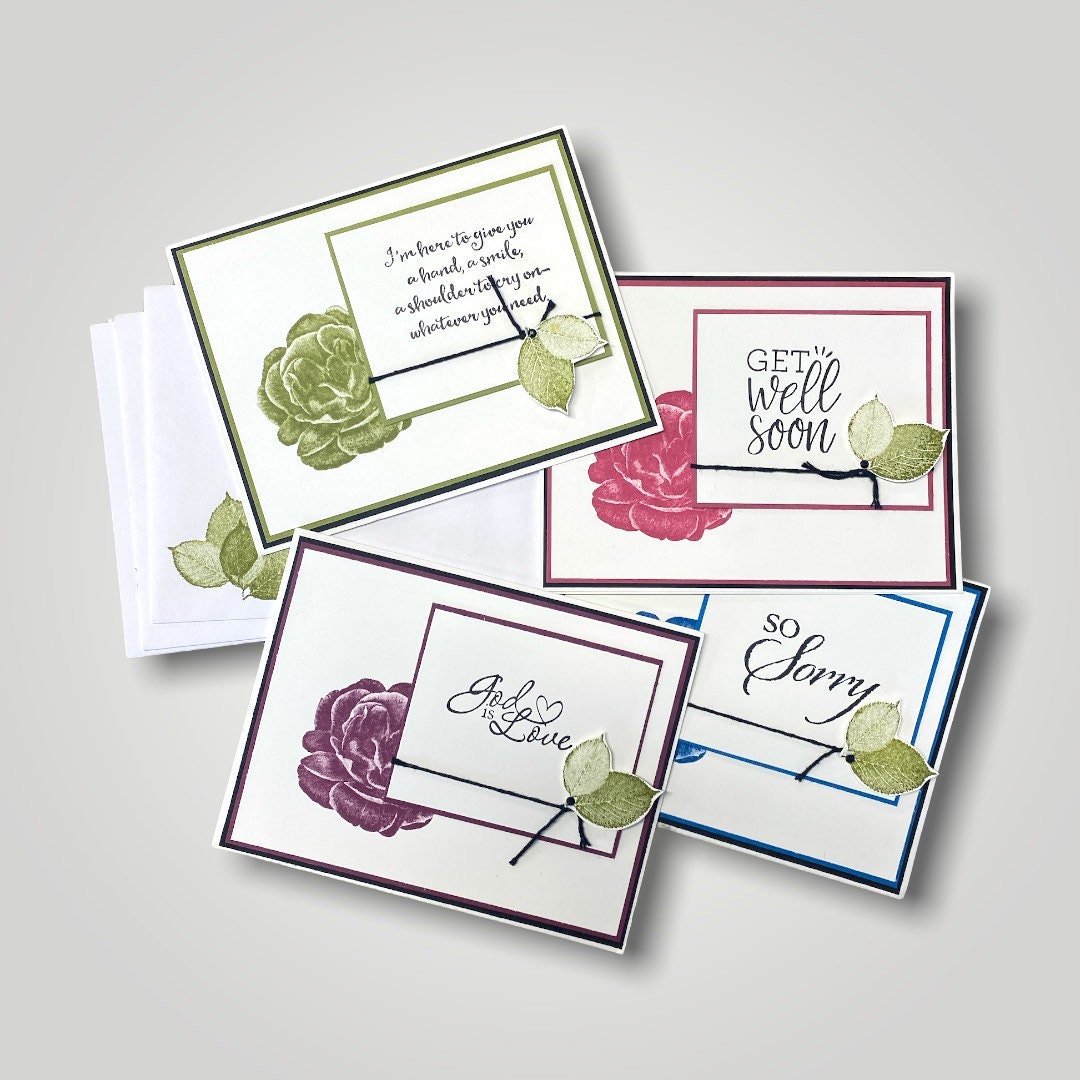 DIY Floral Rose Card Kit | Stampin up Healing Hugs, Get Well (4 Cards ...