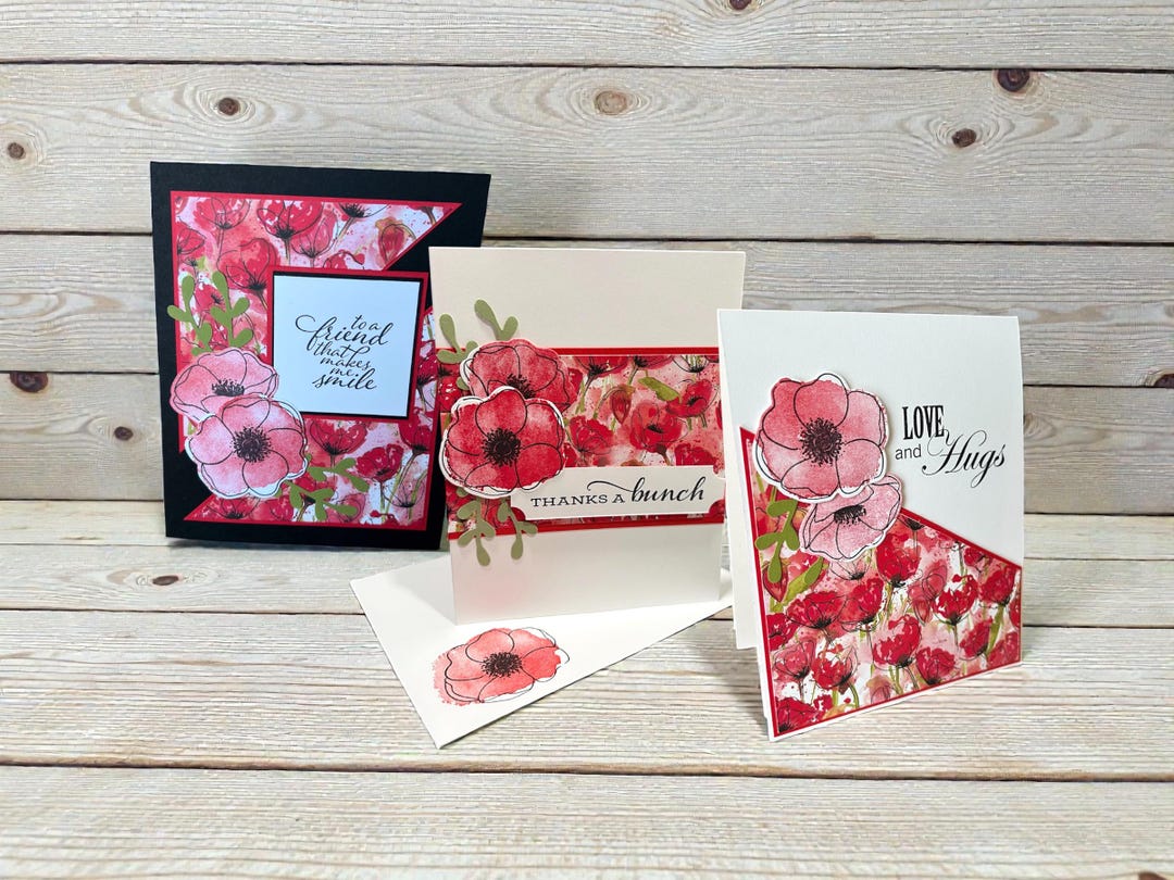 DIY Handmade Poppy Card Kit | Stampin' Up! Set of 3 Cards You Assemble ...