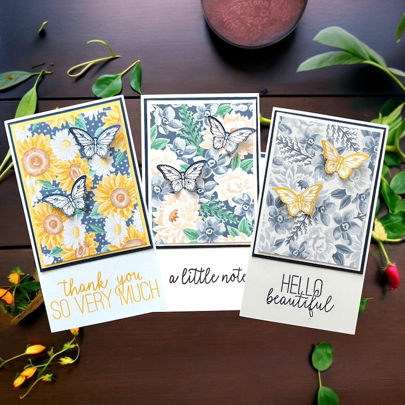 DIY Butterfly Floral Note Card Kit | Stampin up Friendship Cards (DIY 3 ...