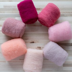 Needle Felting Wool - Felter&#39;s Palette - Pinks - you choose color - 1 oz. carded batts batting