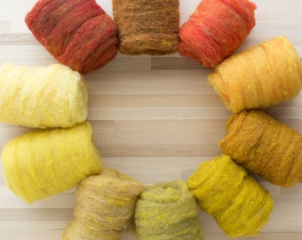 Needle Felting Wool - 1 oz. Felter's Fleece - Oranges and Yellows - textured heathered batting - You Choose Color